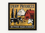 Dairy Farm Sign, vintage canvas wall art print, front view