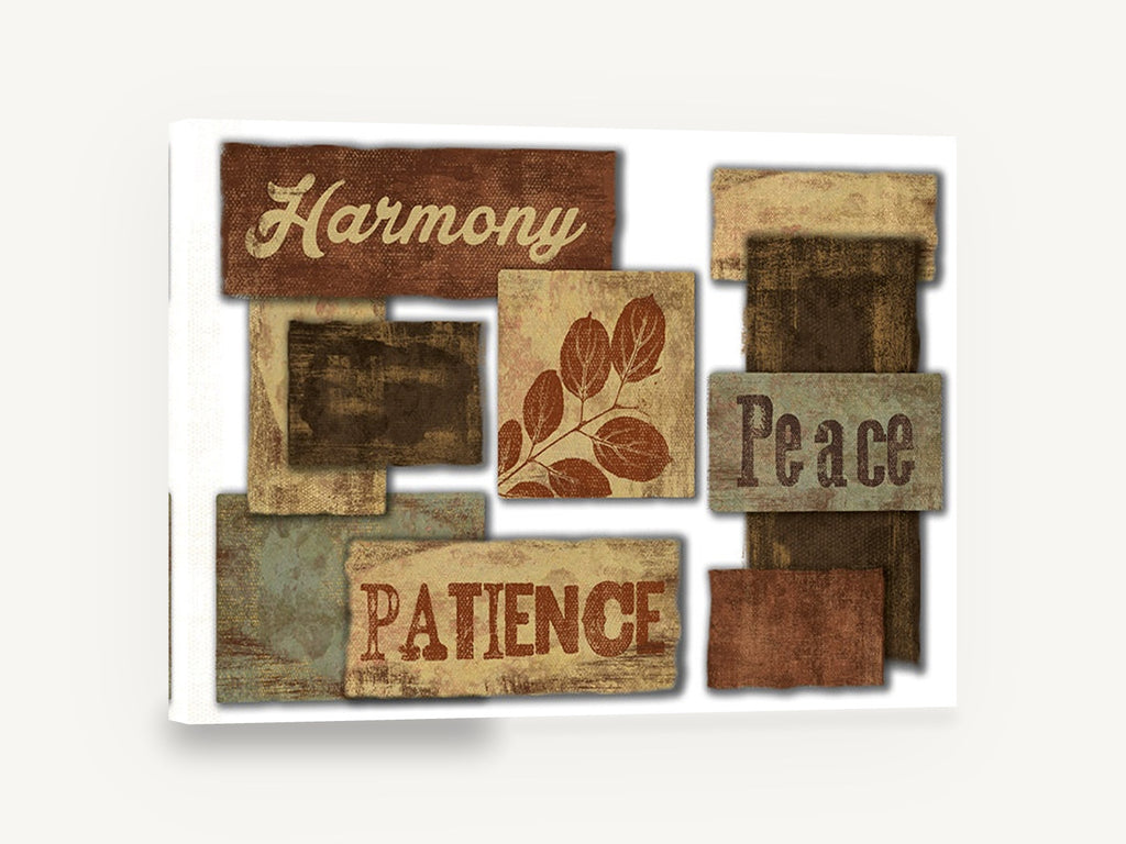 Harmony Peace Patience, harmony peace patience word art, floral canvas wall art print ready to hang