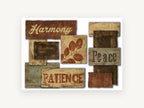 Harmony Peace Patience, floral canvas wall art print, front view