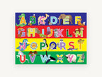 Animal Alphabet Rows, kids animal alphabet illustration, animal canvas wall art print, front view