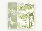 Green Umbel Silhouettes, floral canvas wall art print, front view