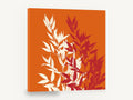 Cream and Crimson Sprigs, orange red leaf silhouette botanical, floral canvas wall art print ready to hang