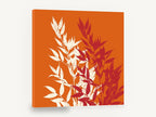 Cream and Crimson Sprigs, orange red leaf silhouette botanical, floral canvas wall art print ready to hang