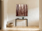 Sepia Wood Haze landscape canvas print on the wall of a hallway