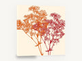 Orange and Red Gypsophila, orange red botanical silhouette floral, floral canvas wall art print ready to hang