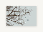 Swallows Among Bare Branches, bare branches and birds illustration, landscape canvas wall art print, front view