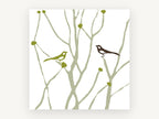 Two Birds Among Branches, floral canvas wall art print, front view