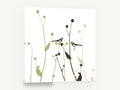 Two Birds Among Seedheads, bird silhouette botanical green illustration, floral canvas wall art print ready to hang