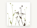 Two Birds Among Seedheads, floral canvas wall art print, front view