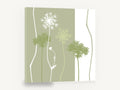 Sage Lace Silhouettes, queen anne's lace green silhouette botanical, floral canvas wall art print ready to hang