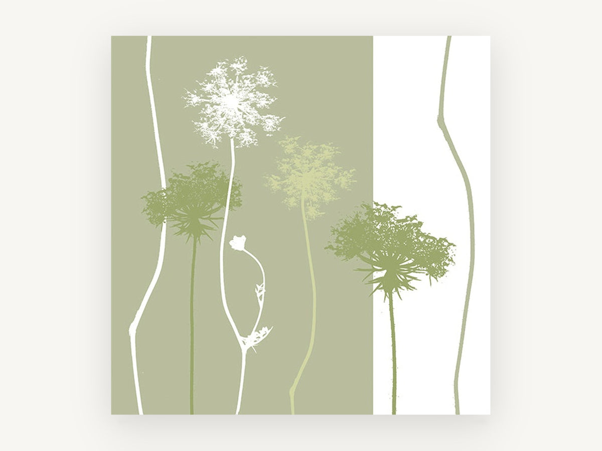 Sage Lace Silhouettes, floral canvas wall art print, front view