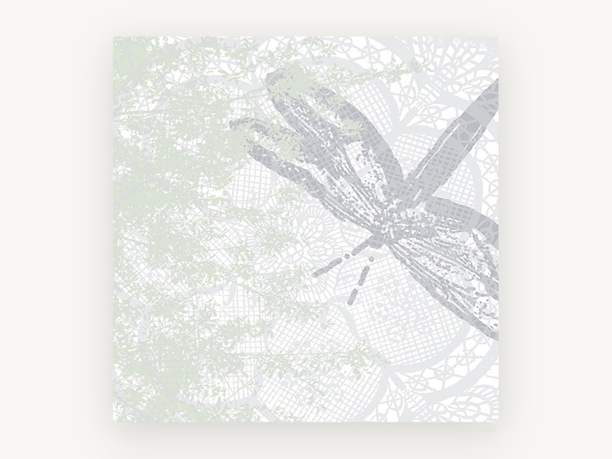 Dragonfly on Lace, dragonfly lace pattern illustration, animal canvas wall art print, front view