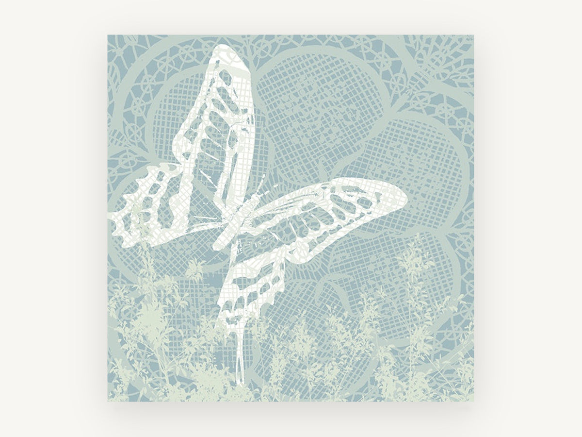 Lace Swallowtail Silhouette, lace butterfly illustration, animal canvas wall art print, front view