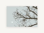 Bird Among Bare Branches, bare branches white bird illustration, landscape canvas wall art print, front view