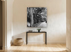 Lamplit Park Path landscape canvas print on the wall of a hallway
