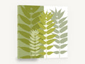 Olive Split Leaf Silhouettes, green leaf fronds botanical silhouette, floral canvas wall art print ready to hang
