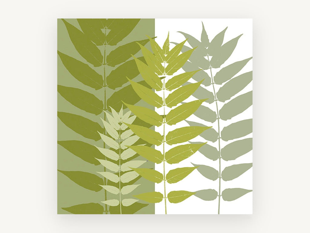 Olive Split Leaf Silhouettes, floral canvas wall art print, front view