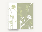 Sage Thistle Silhouettes, sage green wildflower silhouette botanical, floral canvas wall art print ready to hang