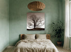 Bare Oak at Dusk landscape canvas print on the wall of a bedroom