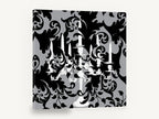 Candelabra Damask Noir, black and white candelabra damask, stretched canvas wall art print ready to hang
