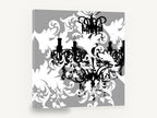 Baroque Chandelier Silhouette, retro black chandelier damask, stretched canvas wall art print ready to hang