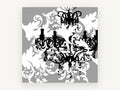 Baroque Chandelier Silhouette, vintage canvas wall art print, front view