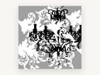 Baroque Chandelier Silhouette, vintage canvas wall art print, front view