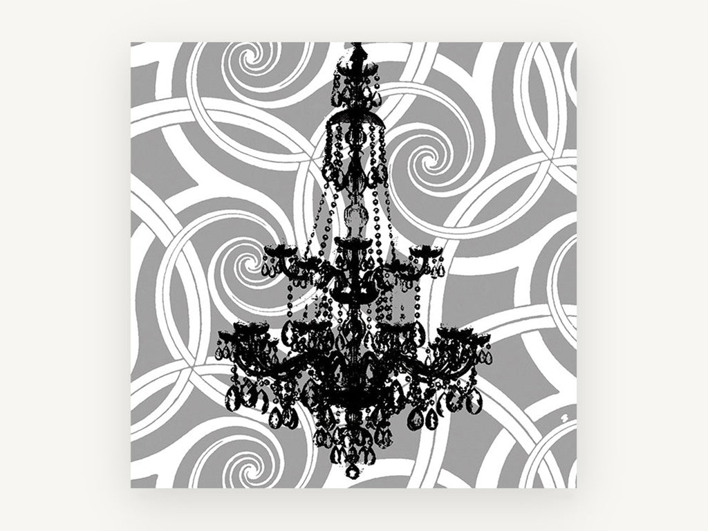 Chandelier Over Swirls, vintage canvas wall art print, front view