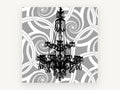 Chandelier Over Swirls, vintage canvas wall art print, front view