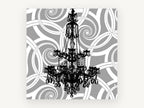 Chandelier Over Swirls, vintage canvas wall art print, front view