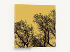 Ochre Branch Silhouettes, bare tree silhouette ochre, landscape canvas wall art print ready to hang