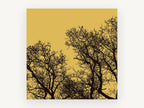 Ochre Branch Silhouettes, bare tree silhouette ochre, landscape canvas wall art print, front view