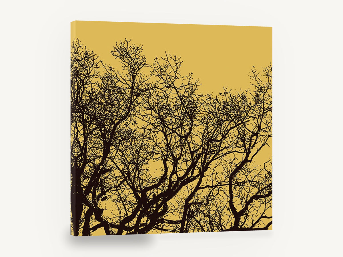 Golden Branch Silhouette, bare tree branches silhouette, landscape canvas wall art print ready to hang