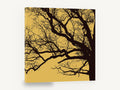 Amber Oak Silhouette, bare tree branches silhouette, landscape canvas wall art print ready to hang