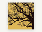 Amber Oak Silhouette, bare tree branches silhouette, landscape canvas wall art print, front view