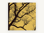 Ochre Branch Silhouette, bare tree branches silhouette, landscape canvas wall art print, front view