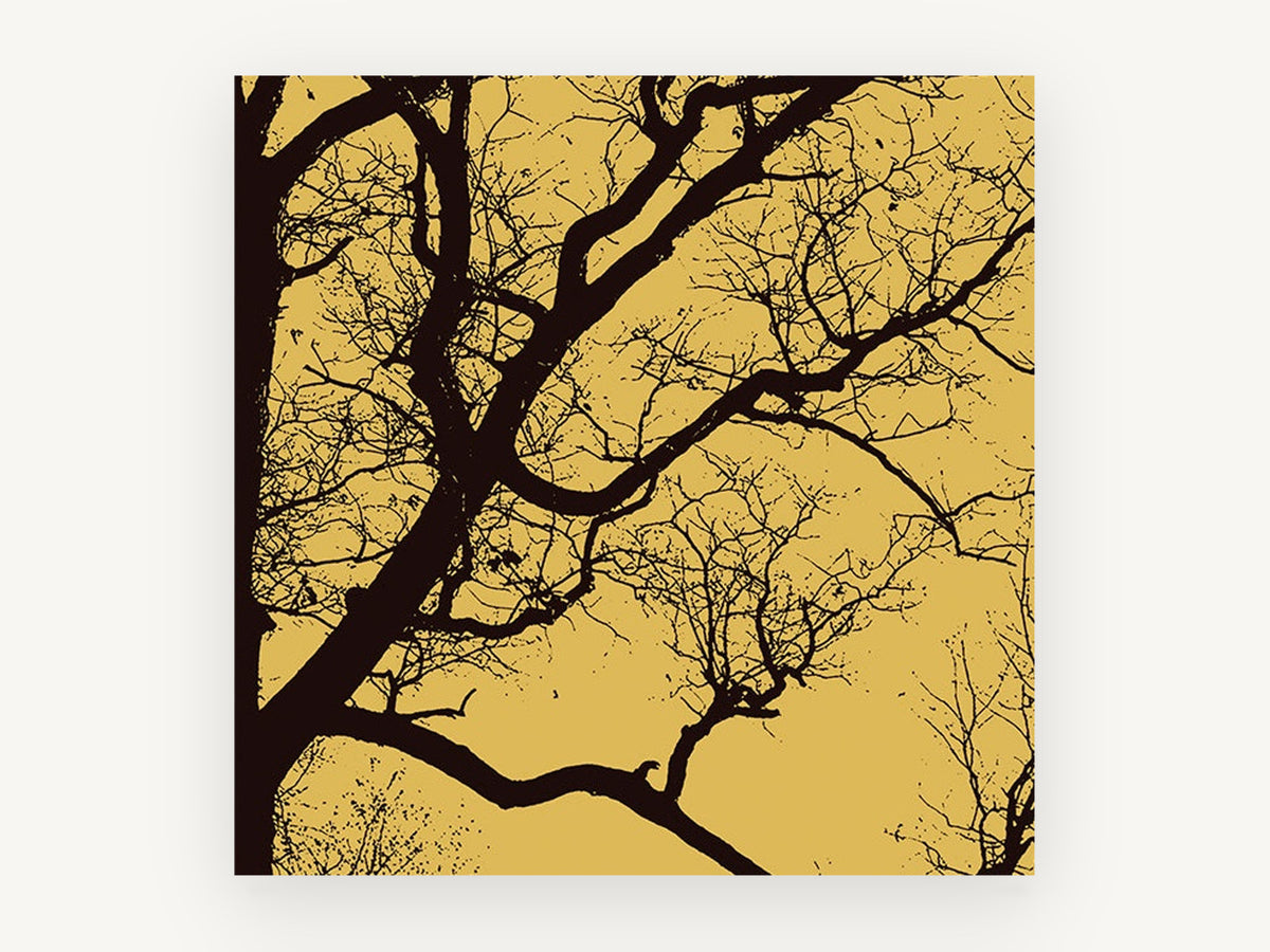 Ochre Branch Silhouette, bare tree branches silhouette, landscape canvas wall art print, front view