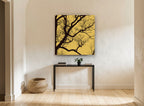 Ochre Branch Silhouette landscape canvas print on the wall of a hallway