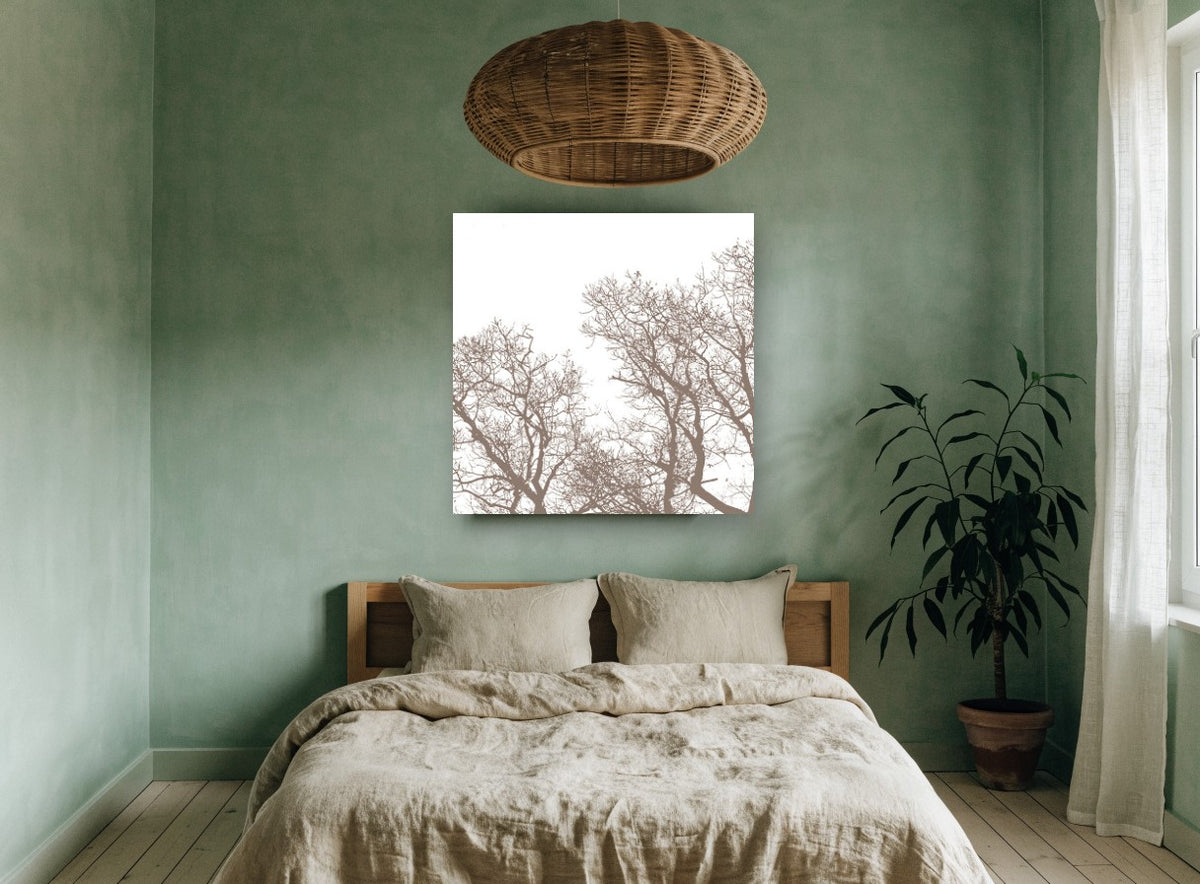Bare Branch Canopy landscape canvas print on the wall of a bedroom