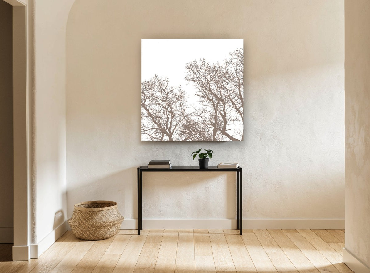 Bare Branch Canopy landscape canvas print on the wall of a hallway