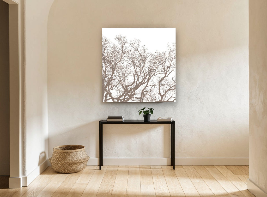 Bare Branch Canopy landscape canvas print on the wall of a hallway