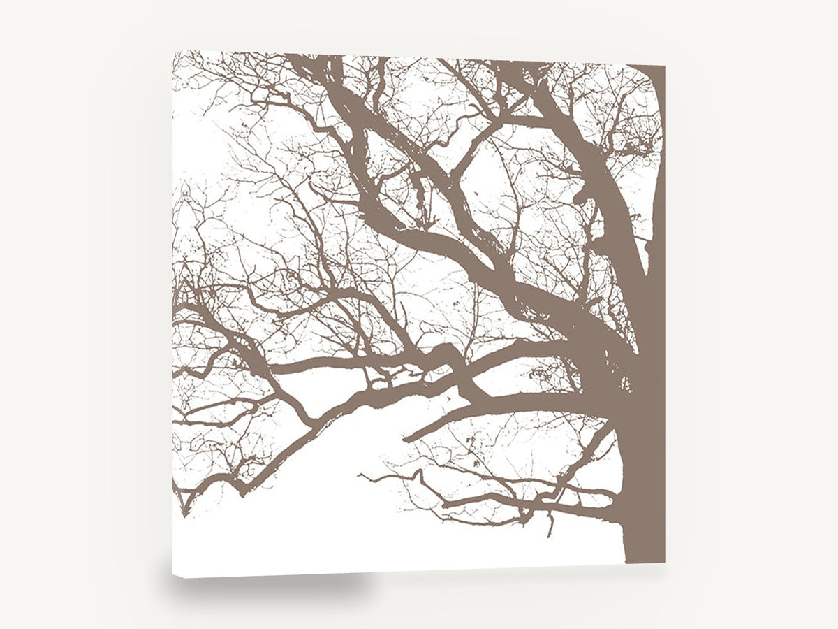 Bare Oak Silhouette, bare tree branch silhouette, landscape canvas wall art print ready to hang