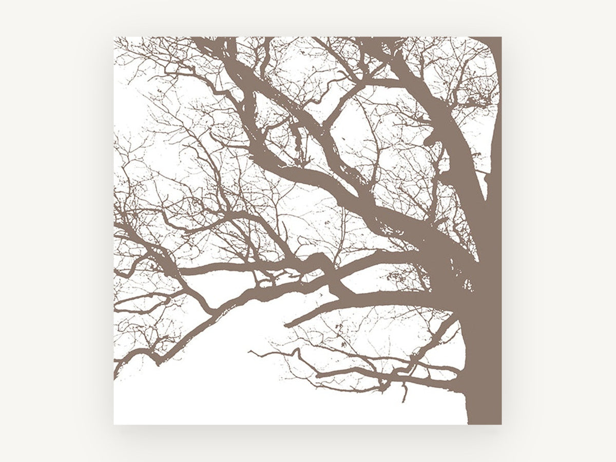 Bare Oak Silhouette, bare tree branch silhouette, landscape canvas wall art print, front view