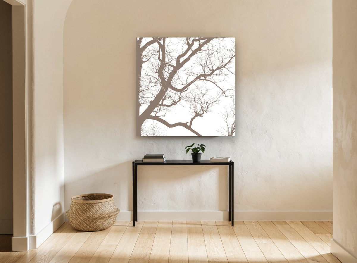 Winter Branch Silhouette landscape canvas print on the wall of a hallway