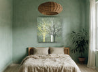 Three Bare Trees landscape canvas print on the wall of a bedroom
