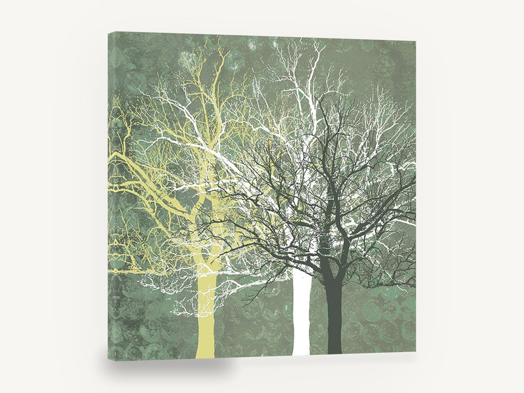 Three Bare Trees, bare tree silhouettes digital artwork, landscape canvas wall art print ready to hang