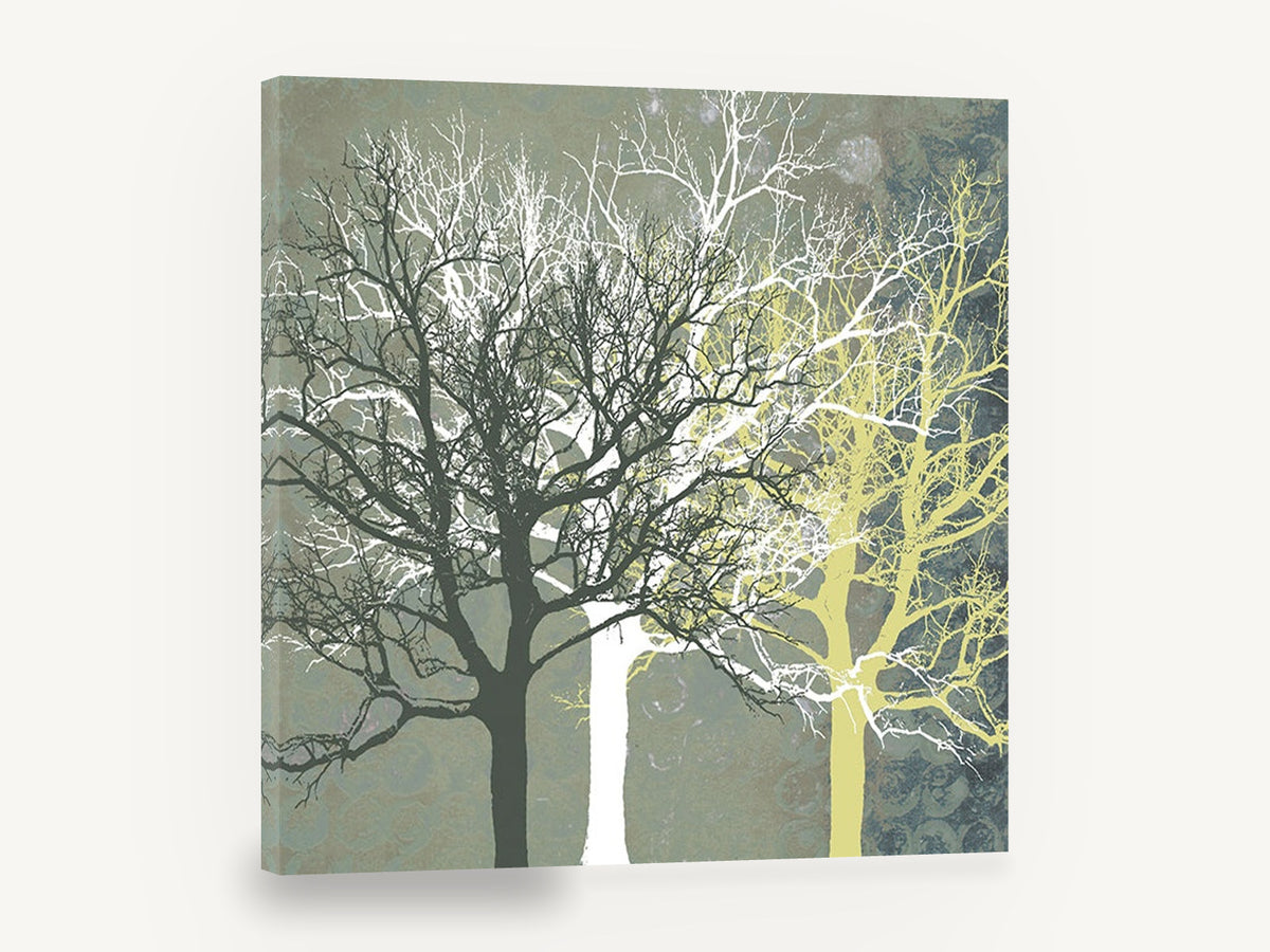 Three Tone Trees, bare tree silhouettes digital art, landscape canvas wall art print ready to hang