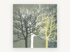 Three Tone Trees, bare tree silhouettes digital art, landscape canvas wall art print, front view