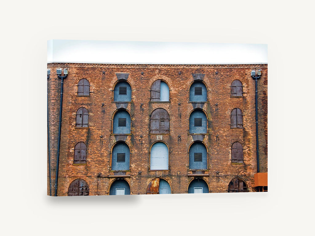 Brooklyn Brick Warehouse, brooklyn brick warehouse facade photograph, city canvas wall art print ready to hang