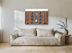 Brooklyn Brick Warehouse city canvas print on the wall of a living room